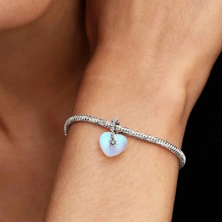 PANDORA Moments Sternschnuppe & Herz Charm-Anhänger, Sterling-Silber mit Zirkonia und Glas, kompatibel mit ME und Moments, 794143C01 – Bild 4
