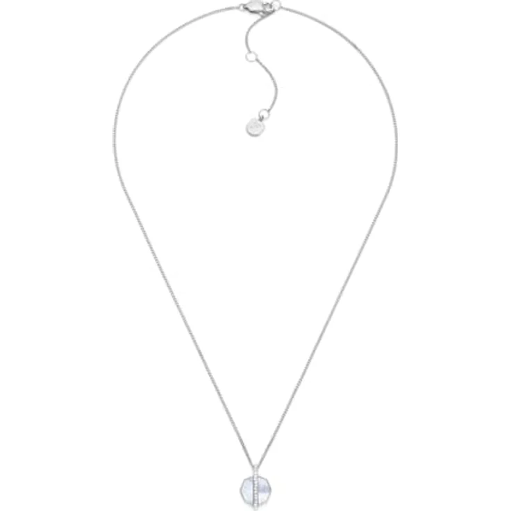 FOSSIL Damen Edelstahl Fünfeck-Anhänger-Halskette, poliert mit Karabinerverschluss, silberfarben, 40.6 cm Länge – Bild 1