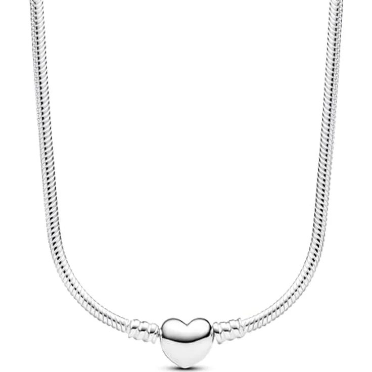 PANDORA Moments Schlangen-Gliederarmband mit Herzverschluss aus Sterling Silber, 45cm, kompatibel mit Moments Kollektion, 393091C00-45 – Bild 2