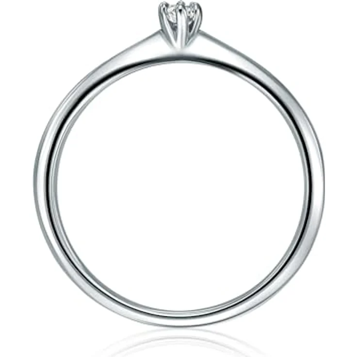 Trilani Damen-Solitärring Sterling Silber, weißer Zirkonia im Brillantschliff, 2 mm Ringschiene, Vorsteckring und Verlobungsring – Bild 3
