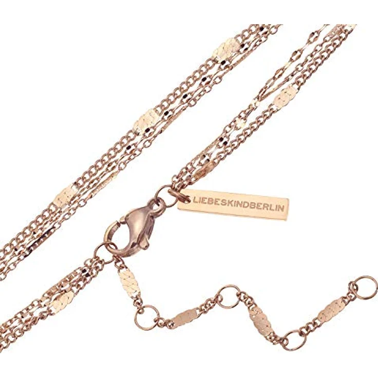 LIEBESKIND Berlin Armband aus Edelstahl, verstellbar von 17-22 cm, roségold, Kettenmix in Layering Optik – Bild 2