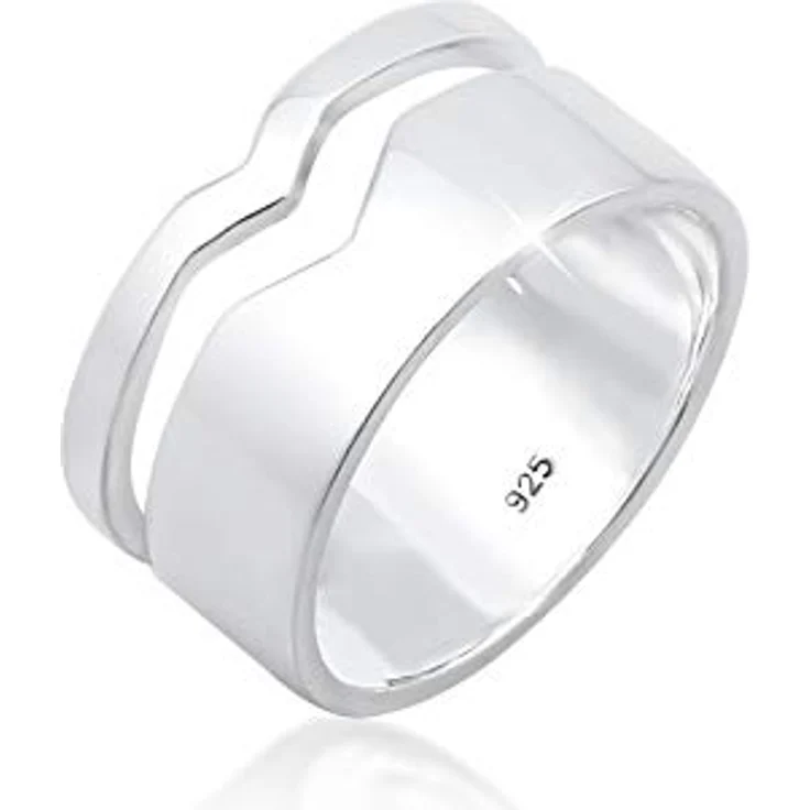 Elli Damen Ring Geo Cut-Out Bandring in 925 Sterling Silber, handgefertigt und anlaufgeschützt – Bild 1