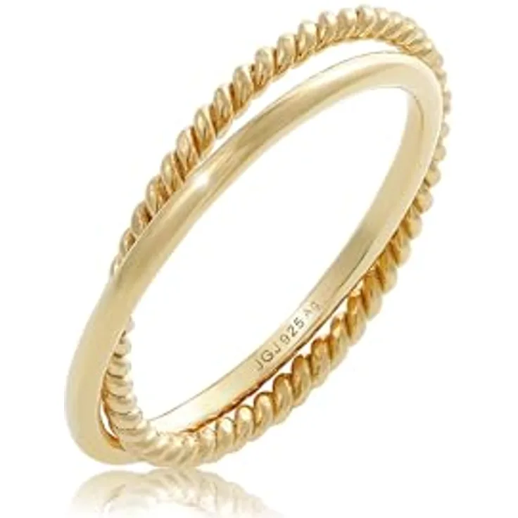 Elli Damen Ring Wickel Klassisch Filigran Twisted Trend in 925 Sterling Silber, handgefertigt und anlaufgeschützt
