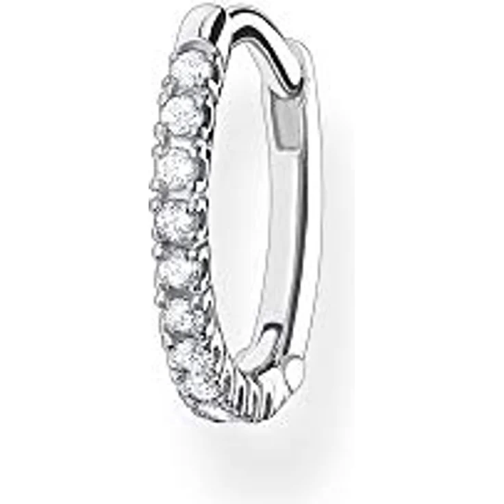 Thomas Sabo Einzel Creole, 925 Sterlingsilber mit weißen Steinen, Clipverschluss – Bild 1