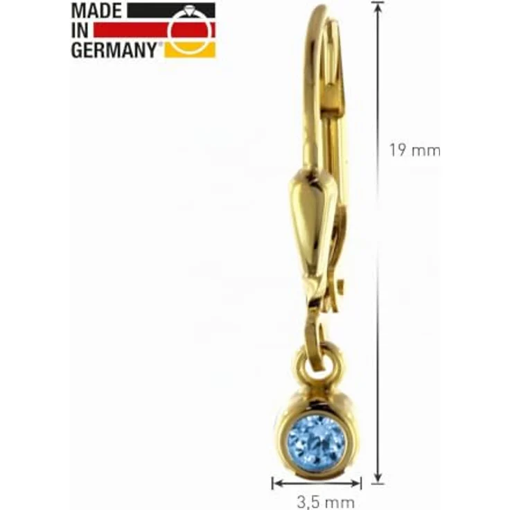 trendor Damen Ohrringe Gold 333/8 K Ohrhänger mit Blauem Zirkonia, 19 mm, hochglanzpolierte Oberfläche – Bild 4