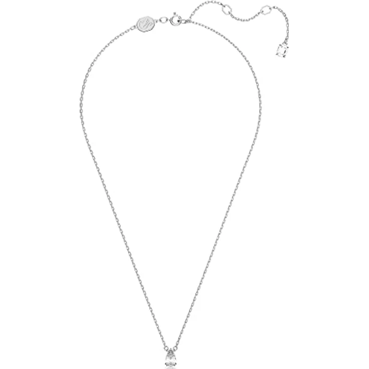 Swarovski Stilla Anhänger, Tropfenschliff, Weiß, Rhodiniert an zarter Kette – Bild 2