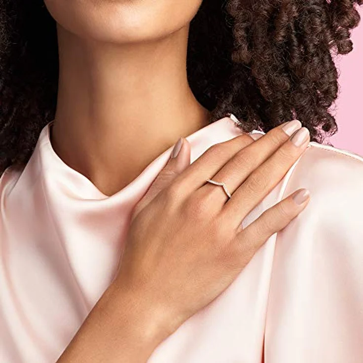 PANDORA Sparkling Wishbone Ring, 14 Karat vergoldete Metalllegierung mit Cubic Zirkonia Steinen, Größe 58, Timeless Collection – Bild 3