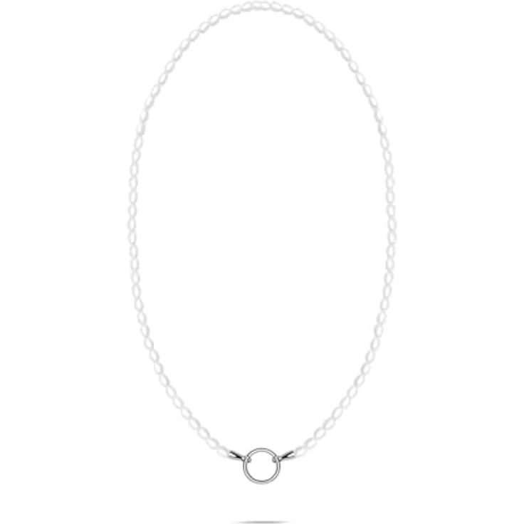 Tamaris Halskette für Charms, Edelstahl IP Silber, verstellbar bis 45 cm, Glasperlenkette, wasserfest & hautfreundlich – Bild 2