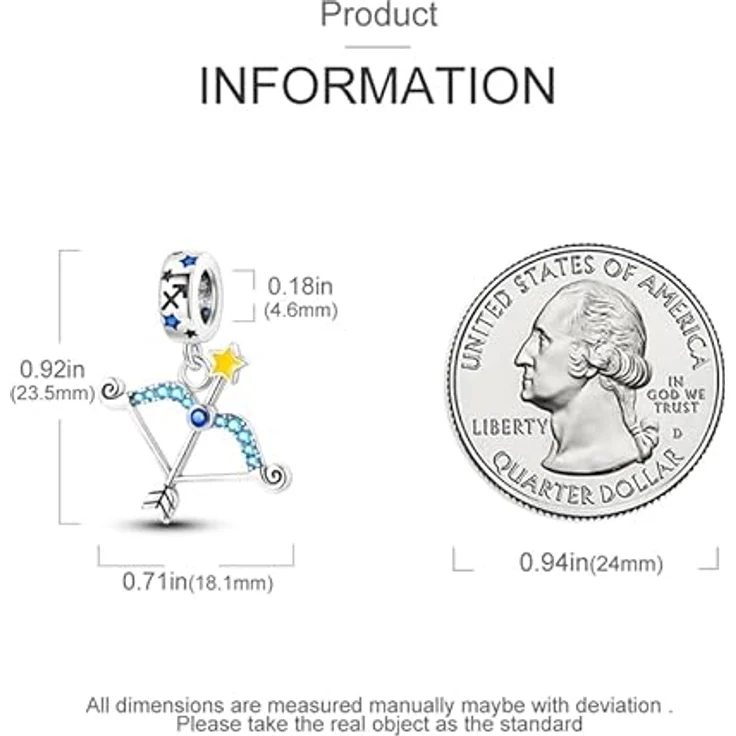 Pandach Damen Charm Anhänger Sternzeichen, 925 Sterling Silber mit Zirkonia, 12 Sternbilder kompatibel mit Pandora Armband und Halskette – Bild 5