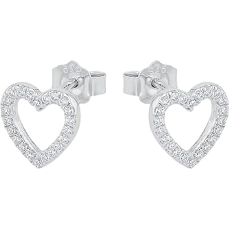 s.Oliver SO PURE Ohrstecker in Herzform, 925 Sterling Silber rhodiniert mit Zirkonia, 9x9 mm – Bild 3