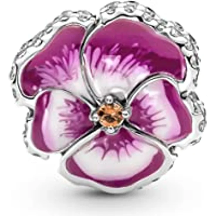 Pandora 790777C01 Charm, Silber mit pinkfarbenem Stiefmütterchen, 925 Sterlingsilber, Emaille und Zirkonia – Bild 1