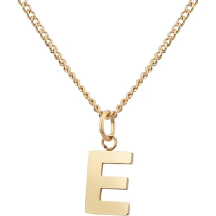GD GOOD.designs Halskette mit Buchstaben Anhänger E (Edda, Eike, Eileen, Elena, Elina, Elisa, Elise, Ella, Emilia, Emily, Emma, Erika, Eva, Evelyn, Edwin, Egon), 42 cm, 18K vergoldet, wasserfest, individuell verstellbar - Valentinstag-Geschenk für Sie und Ihn – Bild 1