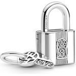 Pandora 790762C01 Charm Silber, Bead Charm aus 925 Sterlingsilber mit pinkfarbener Emaille und schwarzen Kristallen, Größe 10,5 x 9 mm