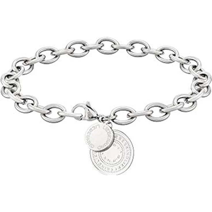 LIEBESKIND Armband mit Münzanhänger aus Edelstahl, 20 cm, Karabinerverschluss, silberfarben – Bild 1