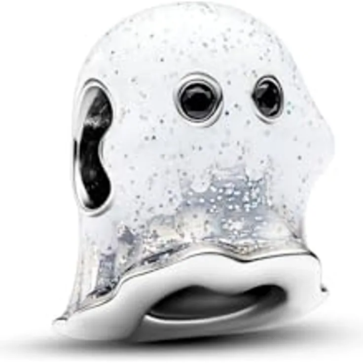 PANDORA Moments Boo, das Gespenst Charm aus Sterling Silber mit leuchtendem Kunst-Kristall, kompatibel mit Moments Armbändern, 793404C01