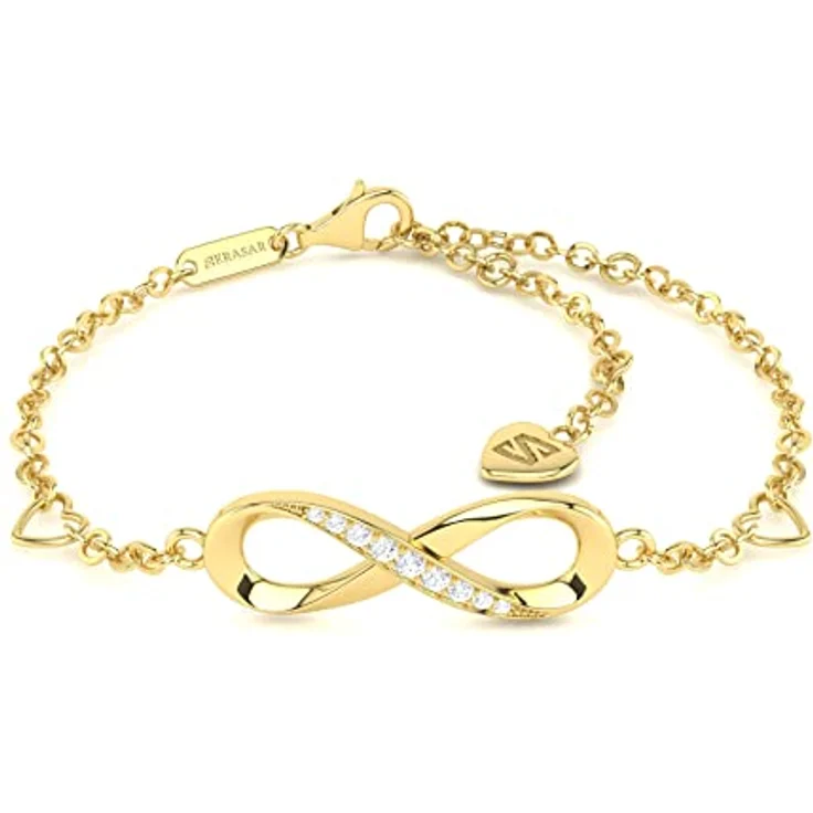 SERASAR Unendlichkeitszeichen Armband Damen Gold, 316L Chirurgenstahl mit Zirkonia Steinen, verstellbar, wasserfest, elegantes Geschenk für Freundin – Bild 1