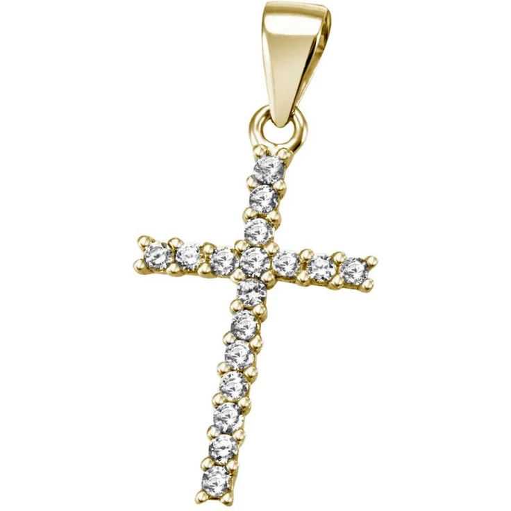 Firetti Kettenanhänger Kreuz, Silber 925 mit synthetischen Zirkonia-Steinen, Halsschmuck für Damen und Herren