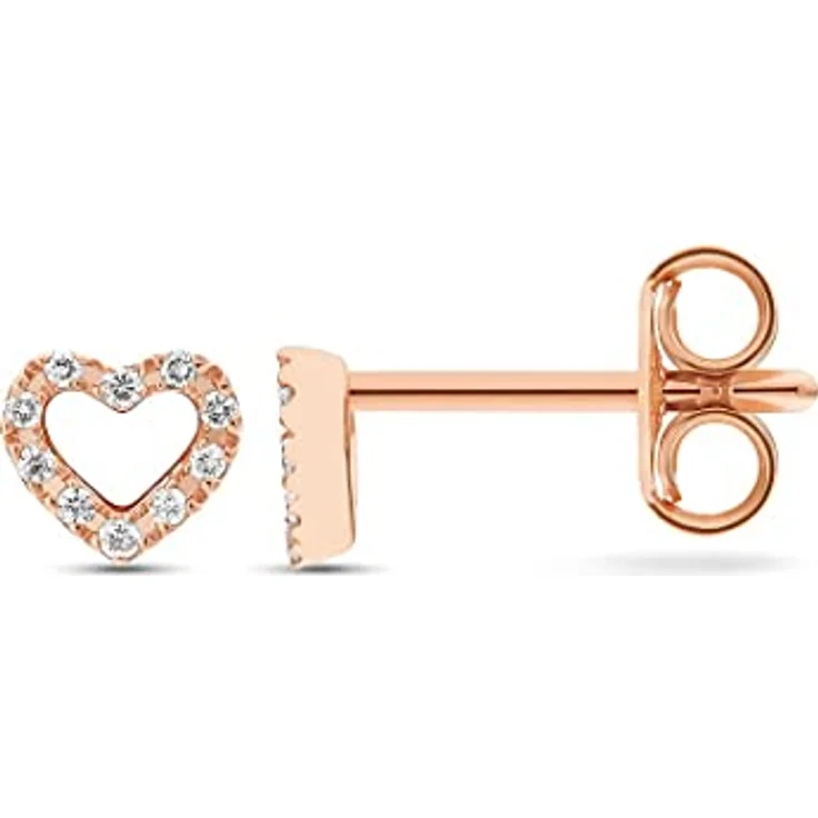 CHRIST Damen-Ohrstecker 375er Roségold mit 20 Diamanten, eleganter Ohrschmuck in Geschenkbox – Bild 3