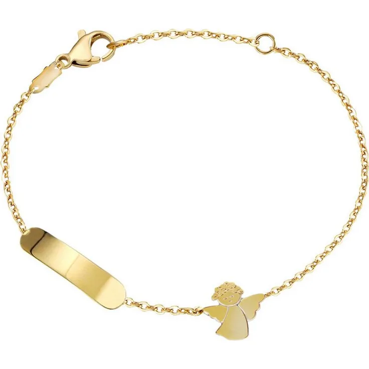 Favs FAVS Armband, 375er Gelbgold mit flachem Engelsanhänger, 14 cm Länge