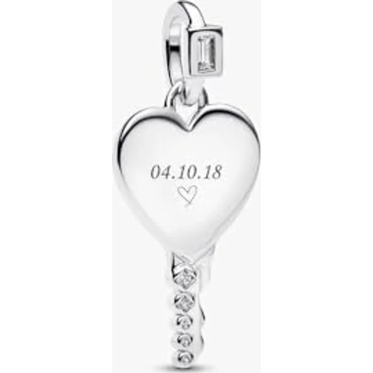 PANDORA Moments Gravierbarer Herz Schlüssel Anhänger mit Zirkonia, 14 Karat Gold vergoldet, kompatibel mit ME und Moments, 394353C01 – Bild 3