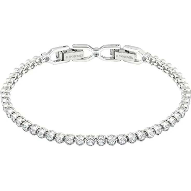 Swarovski Imber Emily, Rhodiniertes Tennis Armband mit klaren Kristallen, Weiß, inklusive Verlängerungselement