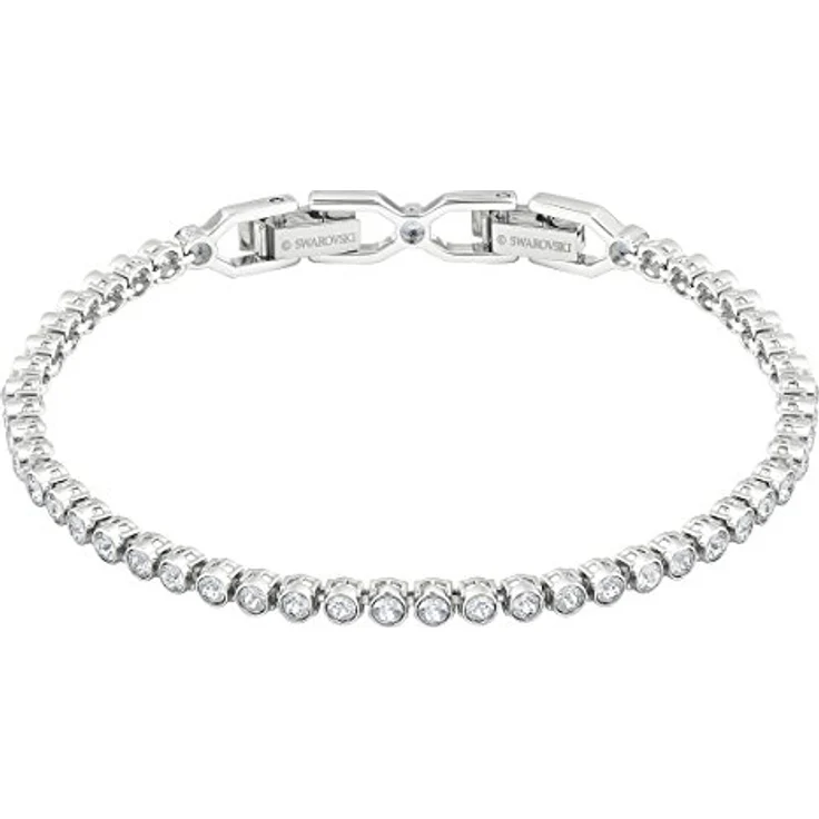 Swarovski Imber Emily, Rhodiniertes Tennis Armband mit klaren Kristallen, Weiß, inklusive Verlängerungselement – Bild 1