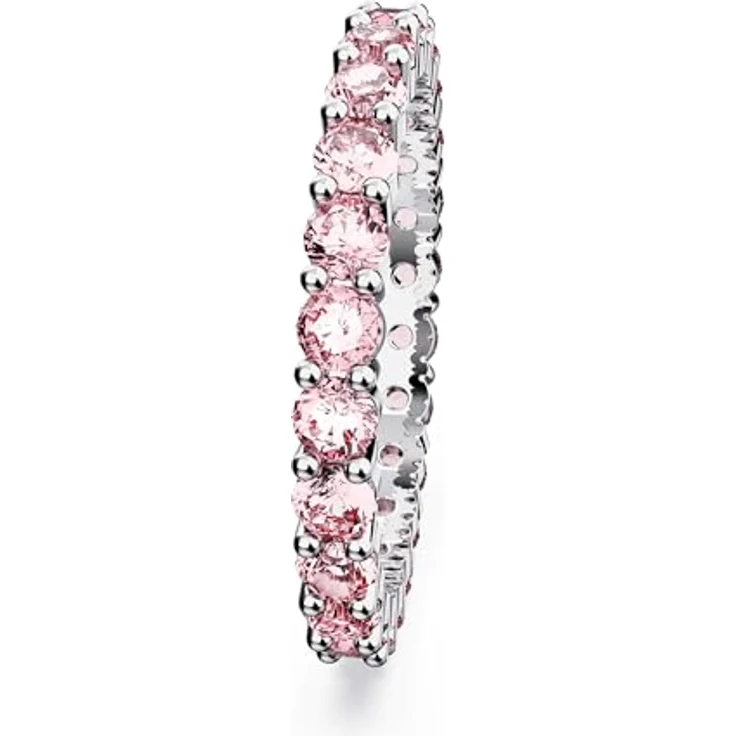 Swarovski Matrix Ring, Rhodinierter Damenschmuck mit Rosa-violetten Swarovski Kristallen – Bild 3