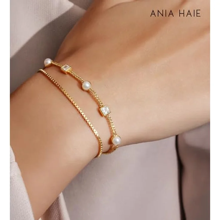 ANIA HAIE Melodic Poet Damen-Armband, 925 Sterling Silber mit Zirkonia und 4 Silberrauten, verstellbar von 16,5cm bis 18,5cm, inkl. Geschenkverpackung – Bild 3