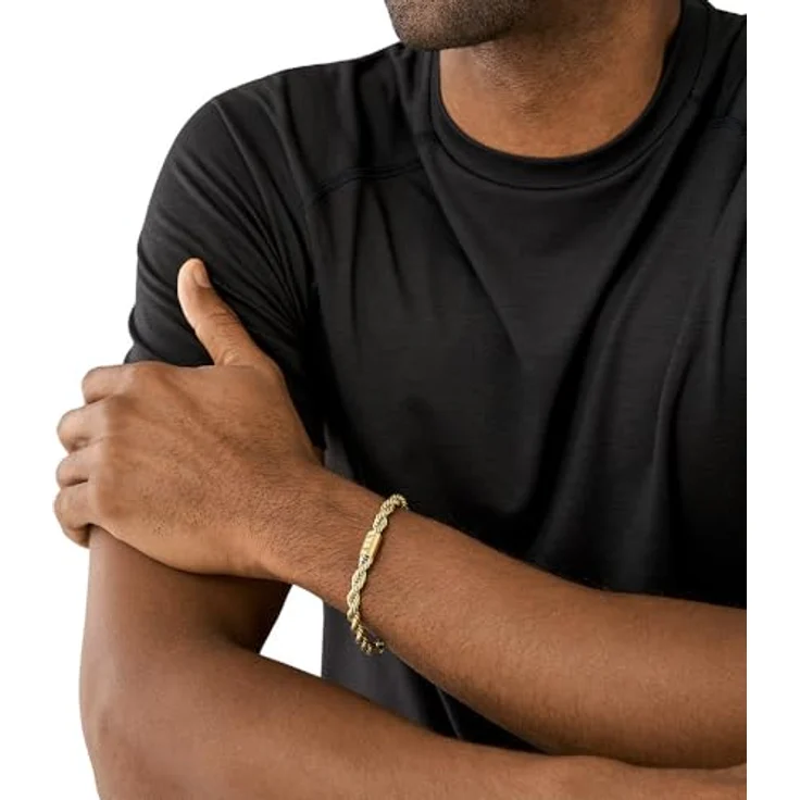 Armani Exchange Herren-Gliederarmband aus rostfreiem Edelstahl, goldfarben, gebürstet mit Karabinerverschluss, AXG0124710 – Bild 2