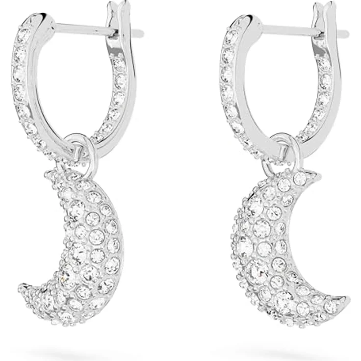 Swarovski Sublima Drop-Ohrhänger, Weiße, rhodinierte Damenohrringe mit strahlenden Swarovski Kristallen, 2.5 x 1.1 cm – Bild 3