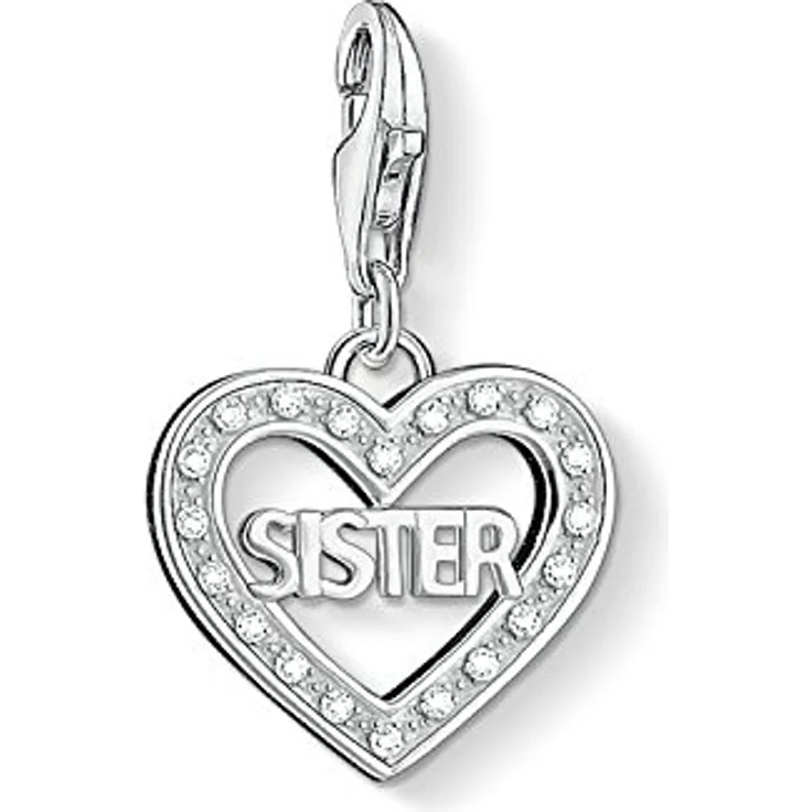 Thomas Sabo Damen-Charm 925 Silber mit Zirkonia, weiß, Charm Club Anhänger mit Karabinerhaken – Bild 1