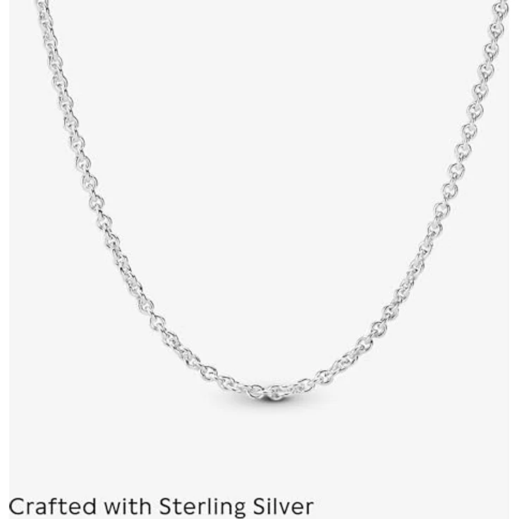 Pandora Kette ohne Anhänger, zarte Halskette aus poliertem 925/- Sterling Silber, verstellbar auf 38-45 cm, Rundankerkette, mit Karabiner-Verschluss – Bild 5