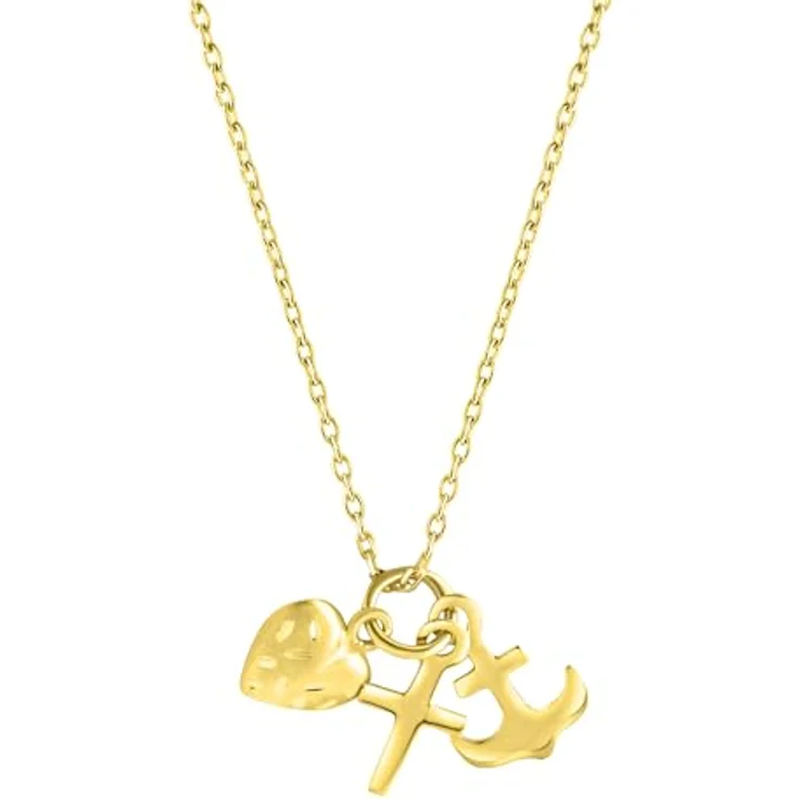 Fascination by Ellen K. Damen Anhänger mit Ankerkette aus 375/- Gelbgold, 42+3cm, Glaube, Liebe, Hoffnung, glänzend, gelb – Bild 1