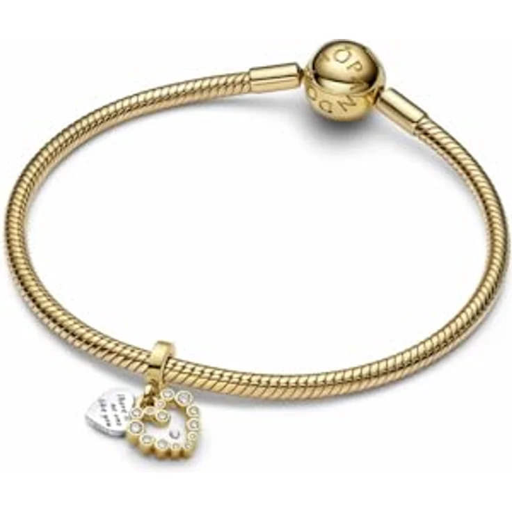PANDORA Moments Funkelnder Doppel-Herzanhänger Charm, 14K vergoldetes Sterling Silber mit Zirkonia, für Pandora ME und Moments Armbänder, 763765C01 – Bild 4