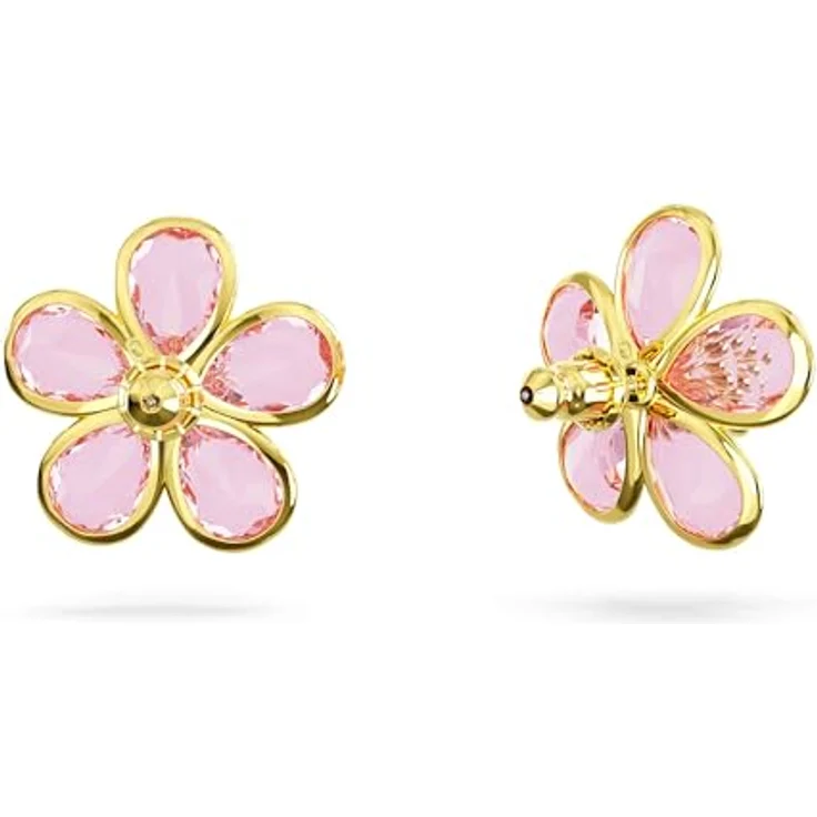 Swarovski Idyllia Ohrstecker, Vergoldete Ohrringe mit Blumen-Motiv und Rosa Swarovski Kristallen – Bild 5