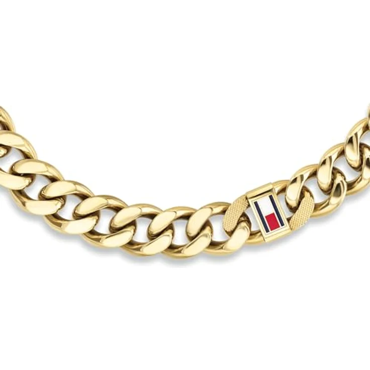 Tommy Hilfiger Jewelry Gliederhalskette für Herren, Gelbgold, mit ikonischer Flagge, 457,2 mm Länge, Edelstahl mit goldfarbener Oberfläche – Bild 2