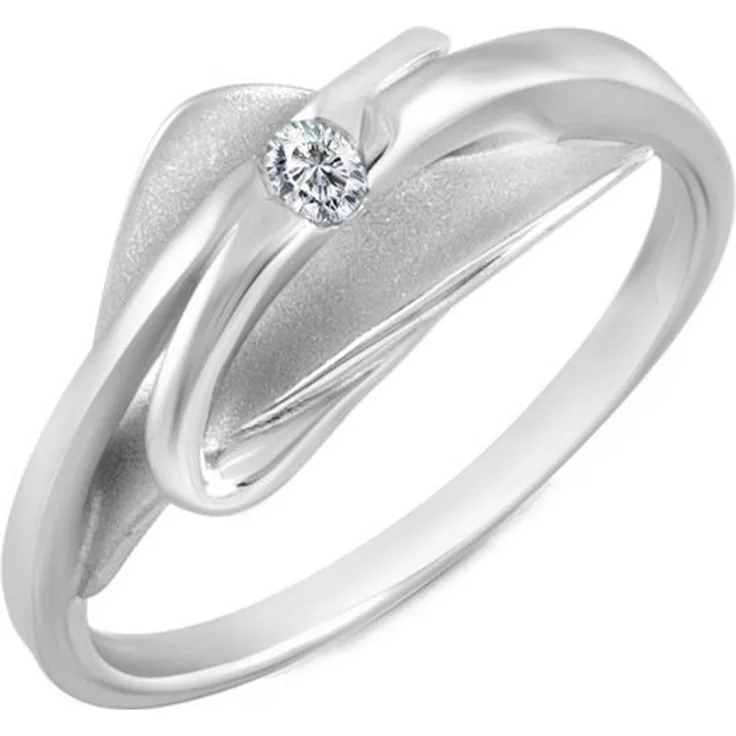 Vivance Fingerring Silber 925 rhodiniert mit Zirkonia, 8mm Ringkopf, weiß