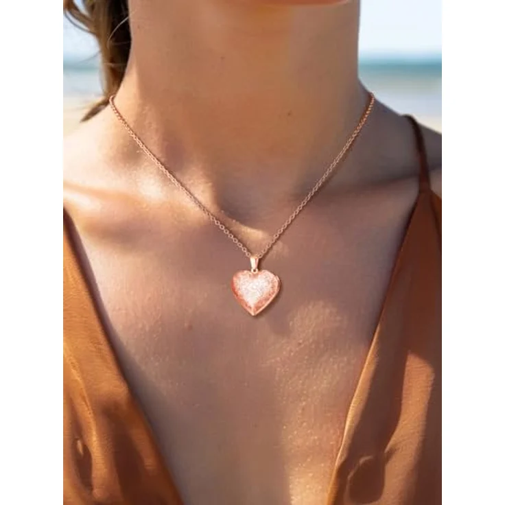 U7 Herzkette Anhänger zum Öffnen, Rosegold Vintage Medaillon mit Blumenmuster für Damen, 50–55 cm einstellbare Kettenlänge, für Bilder und Erinnerungen – Bild 3