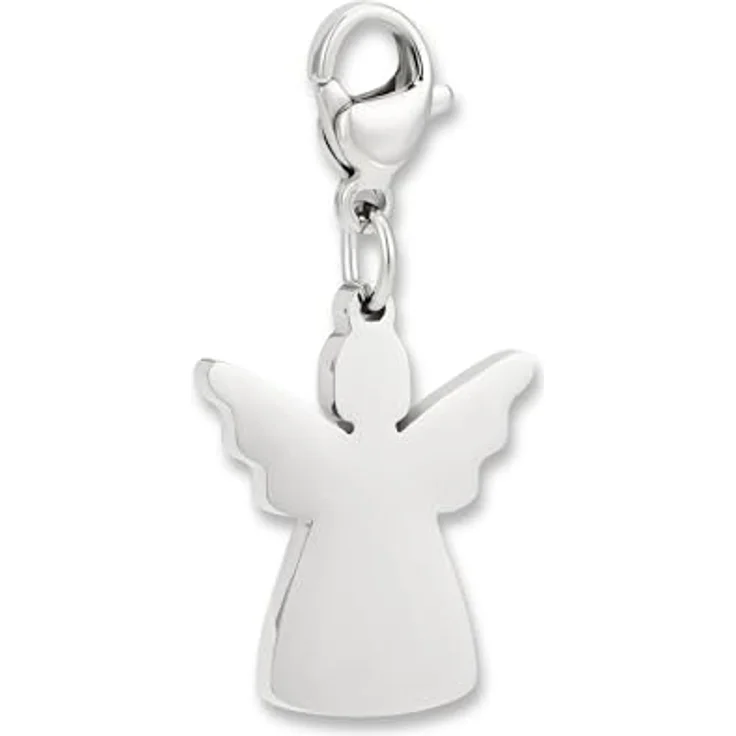 GD GOOD.designs Charms Anhänger Engel, Silberner Kettenanhänger aus 316L Edelstahl mit Karabiner-Verschluss, Wasserfest & Hypoallergen für Bettelarmband – Bild 1