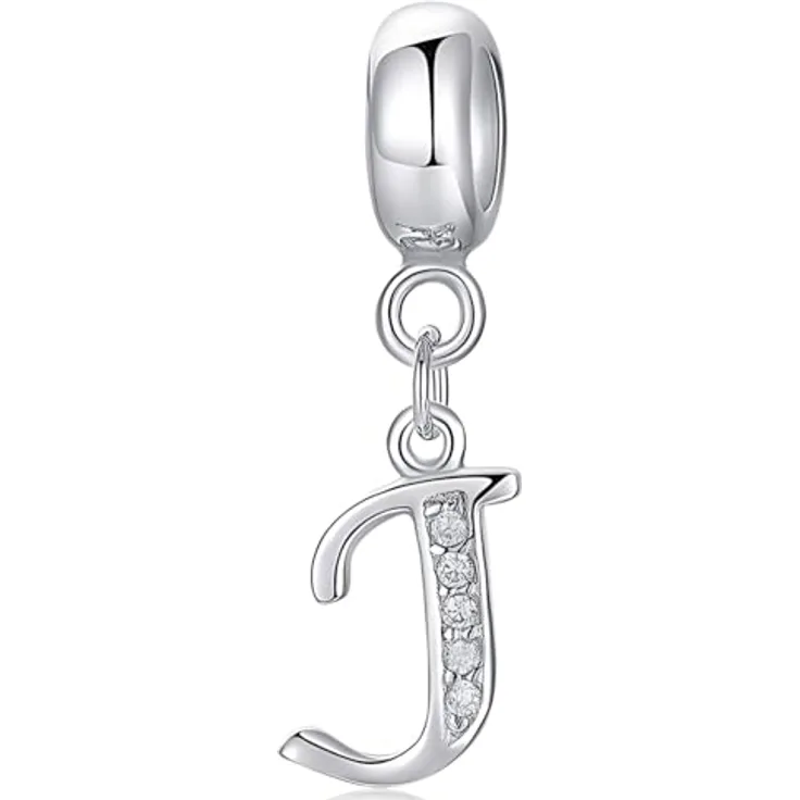 XWN Buchstabe Charm Anhänger aus 925 Sterling Silber, Alphabet A-Z, geeignet für Pandora Armband und Halskette, mit kubischem Zirkon