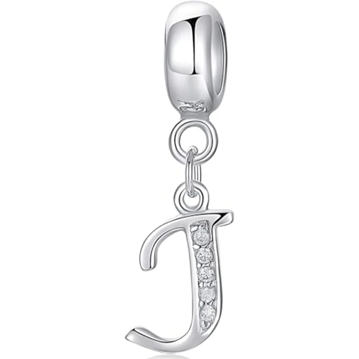 XWN Buchstabe Charm Anhänger aus 925 Sterling Silber, Alphabet A-Z, geeignet für Pandora Armband und Halskette, mit kubischem Zirkon – Bild 1