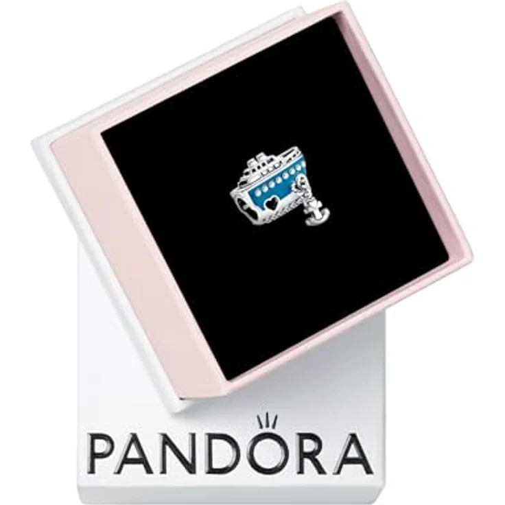 PANDORA Moments Ankerndes Kreuzfahrtschiff-Charm-Anhänger aus Sterling Silber mit detaillierter Emaille-Dekoration, kompatibel mit Moments Armbändern, 792198C01 – Bild 1