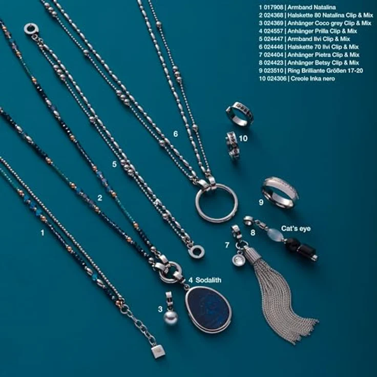 JEWELS BY LEONARDO Anhänger Clip & Mix Prilla, silberfarbener Edelstahl mit blauer Sodalith-Scheibe, 4,2 x 2,2 x 0,8 cm, Schmuck Geschenk für Frauen, 024557 – Bild 5