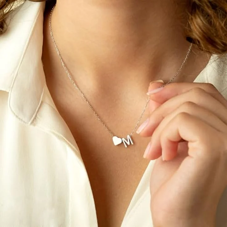 TINGN Silber Kette mit Buchstaben N und Herzanhänger, 40 cm lang mit 6 cm Verlängerung für Teenager Mädchen, perfektes Geburtstagsgeschenk für 11-17-jährige – Bild 4