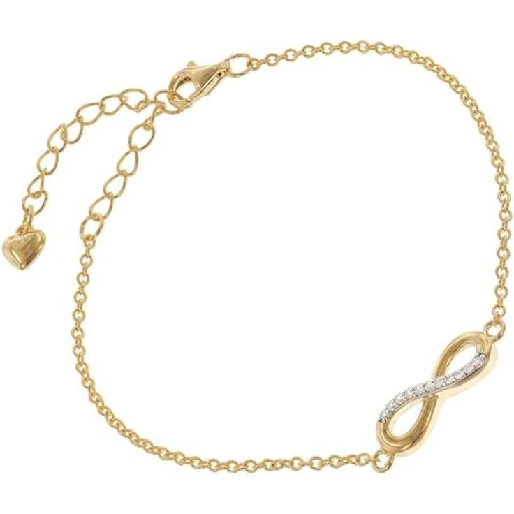 trendor Damen-Armband Unendlichkeit 925 Silber Vergoldet mit Zirkonias, flexible Länge bis 19,5 cm, eleganter Armschmuck für Frauen – Bild 1