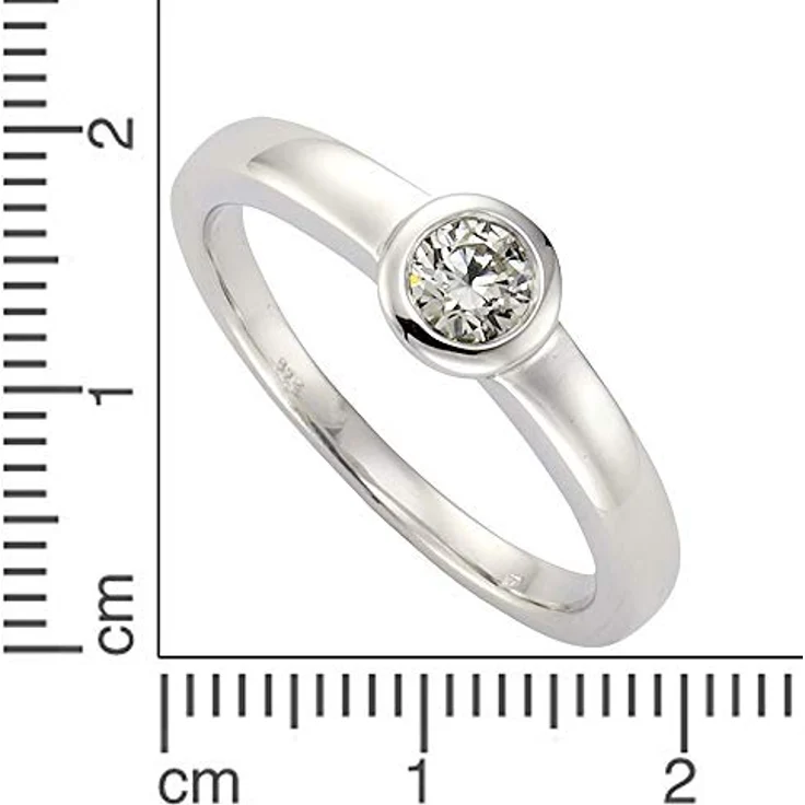 Zeeme Damenring 925/- Sterling Silber, rhodiniert, glänzend mit weißem Zirkonia, inkl. Etui – Bild 2