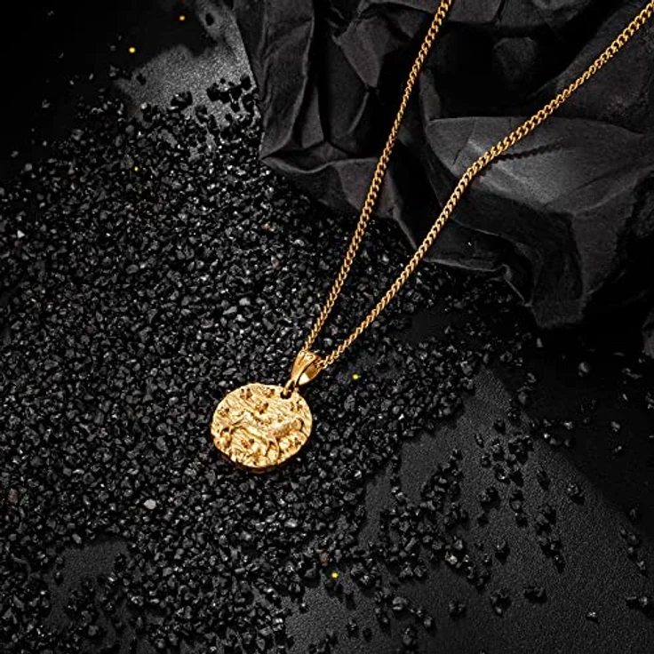 Speroto Herren Halskette mit Sternzeichen Anhänger Widder, Edelstahl Kette in Gold, 50 cm + 5 cm verstellbar – Bild 2