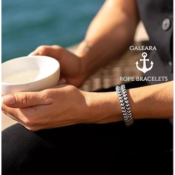 Galeara Noa Segeltau Armband Geflochten Nautisch mit Magnetverschluss, schwarz-blau, 225 mm – Bild 4