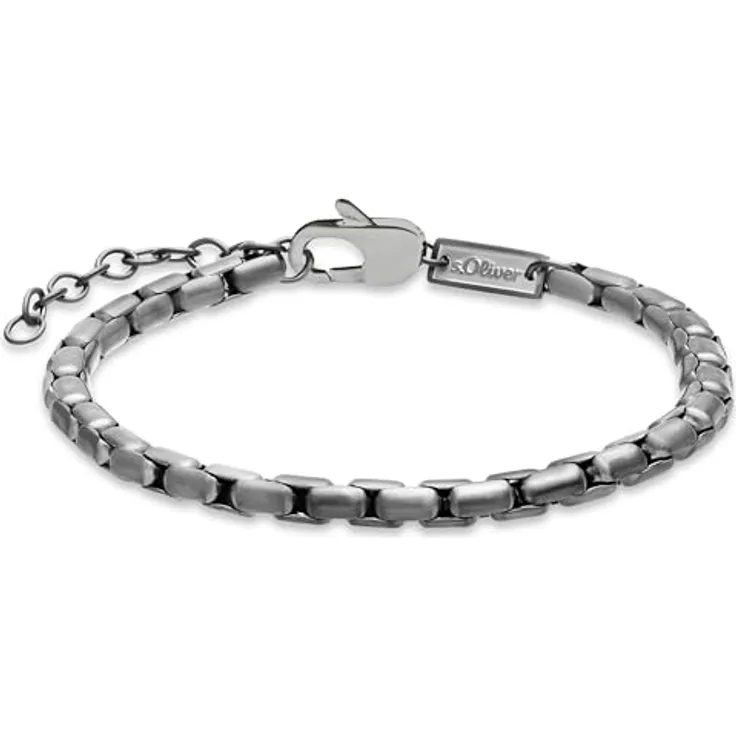 s.Oliver Herren Schmuck Set – Venezianerkette und mattiertes Edelstahl-Armband in Gun, klassisch und zeitlos, perfekte Geschenkidee