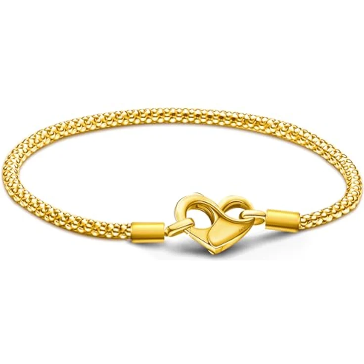 APUUESN Infinity Nietenketten Charms Anhänger Armband Herz 20CM aus Sterling Silber S925, goldfarben, hypoallergen, Geschenkbox für Damen – Bild 1